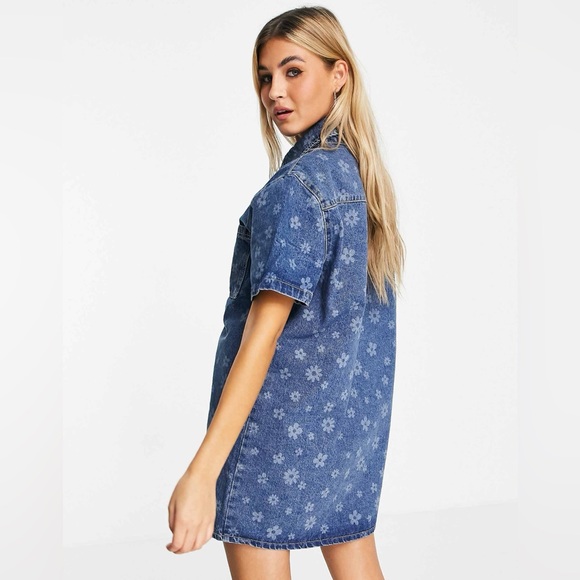 🌼RAGGED PRIEST🌼 Blue Floral Denim Mini Dress, Size M - Picture 2 of 9